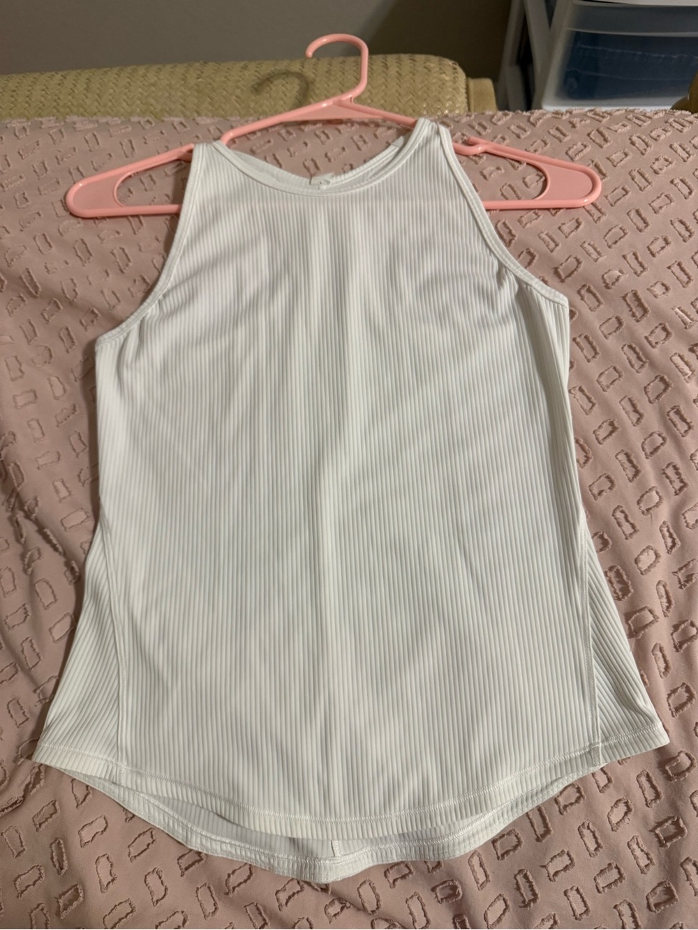 lululemon athletica White Ribbed High-Neck Tank
